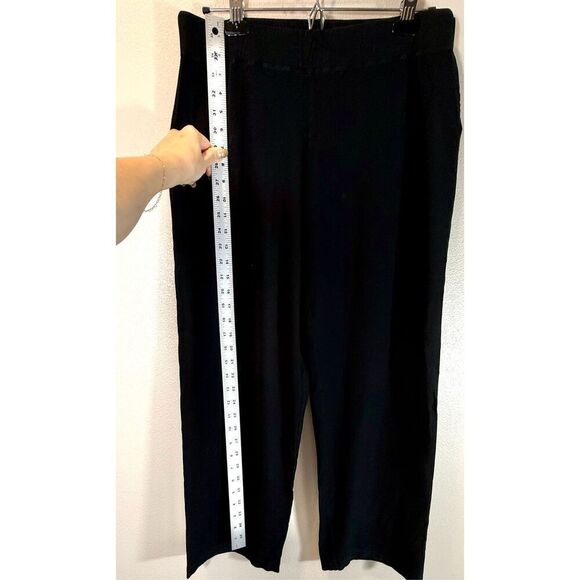 Eileen Fisher Knitted Wide Leg Stretch Black Pants Women's Large - Picture 7 of 12